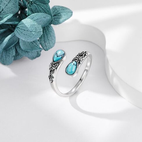 Moonstone/Moss Agate/Turquoise Spoon Rings 925 Sterling Silver Vintage Sumflower Thumb Ring for Women Vintage Gemstone Rings Gift For Mom Wife Sister Her in Kuwait