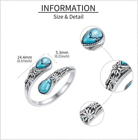 Moonstone/Moss Agate/Turquoise Spoon Rings 925 Sterling Silver Vintage Sumflower Thumb Ring for Women Vintage Gemstone Rings Gift For Mom Wife Sister Her in Kuwait