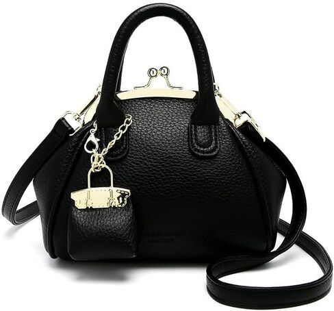 Women's Kiss Lock Crossbody Bag Small PU Kiss Clasp Cross Body Satchel Bags Top Handle Handbag Clutch Purse in Saudi Arabia