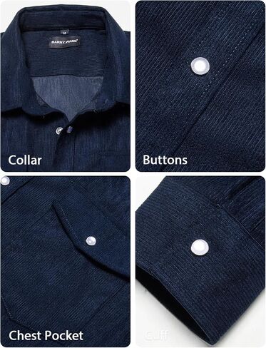 Barry.Wang Mens Corduroy Jacket Shirts Cowboy Lightweight Wrangler Field Western Casual Long Sleeve 2 Flap Pockets in Saudi Arabia