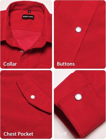 Barry.Wang Mens Corduroy Jacket Shirts Cowboy Lightweight Wrangler Field Western Casual Long Sleeve 2 Flap Pockets in Saudi Arabia