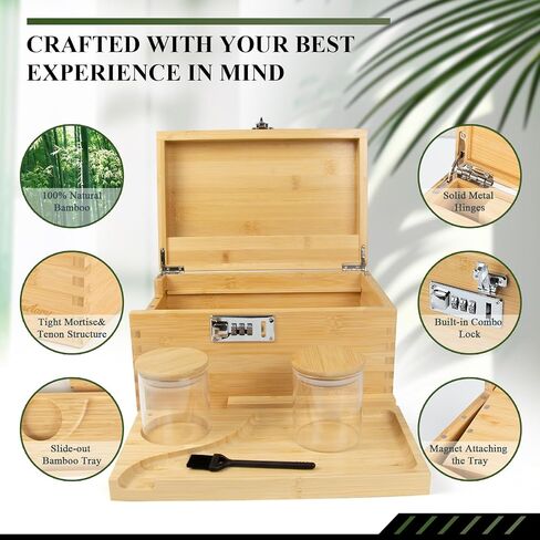 Home Organization and Decoration Premium Large Bamboo Box - Great Gift Set with All Accessories in Saudi Arabia