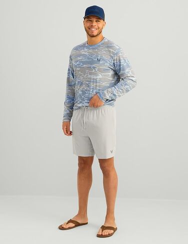 Huk Mens Leeward Short ، 7 "inseam ، وسريعة الرطوبة الجافة نقل شورتات تنفس مع حماية من أشعة الشمس in Saudi Arabia