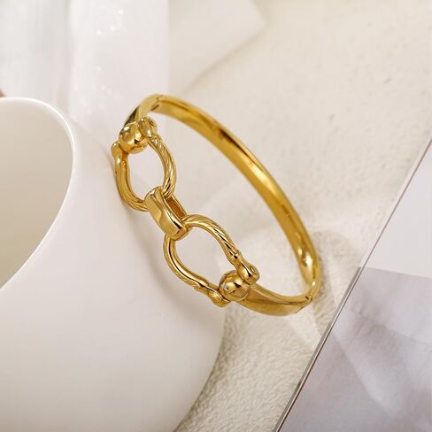 Gold Chunky Bangle Bracelets for Women Simple Twisted Textured Cuff Bangle Wide Square Bangle Bracelet Minimalist Bracelet in Kuwait