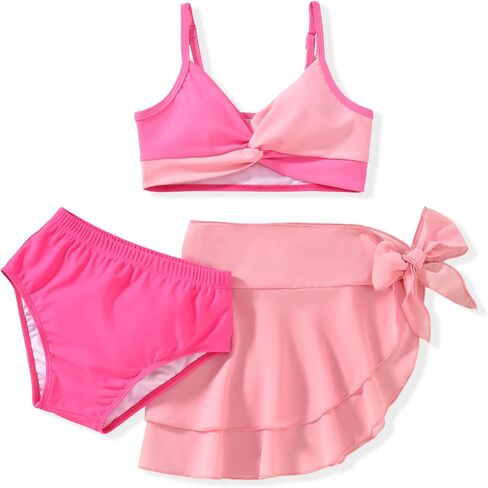 HIHA Girls Swimsuit 3 Piece Bikini with Cover Up Skirts Size 6-12 in Saudi Arabia