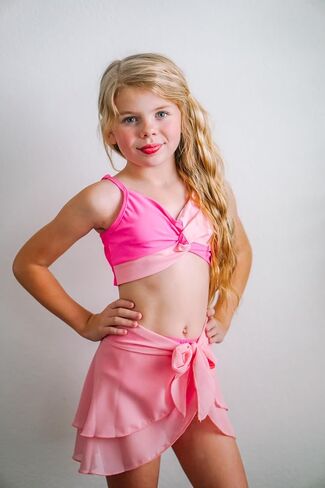 HIHA Girls Swimsuit 3 Piece Bikini with Cover Up Skirts Size 6-12 in Saudi Arabia