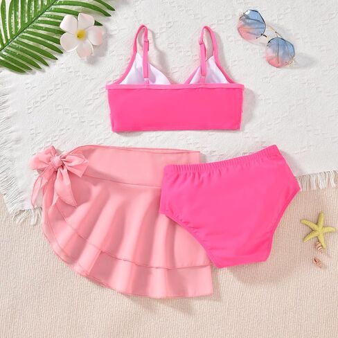 HIHA Girls Swimsuit 3 Piece Bikini with Cover Up Skirts Size 6-12 in Saudi Arabia