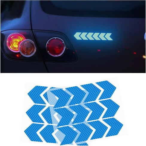 Arrow Reflective Stickers for Car, 24PCS Safety Warning Stripe Adhesive Decals, Night Visibility Diamond Grade Reflective Decoration for Bumper, Universal for Car, Truck, Motorcycle, Bicycle in Saudi Arabia