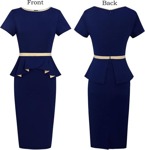 VFSHOW Womens Crew Neck Peplum Slim Wear to Work Business Office Pencil Sheath Dress in Saudi Arabia