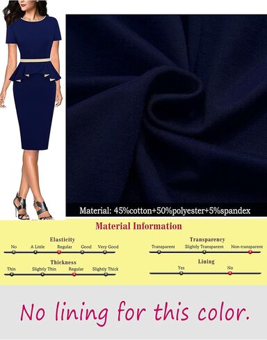 VFSHOW Womens Crew Neck Peplum Slim Wear to Work Business Office Pencil Sheath Dress in Saudi Arabia