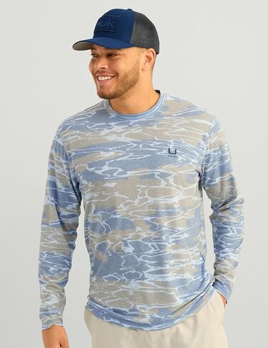 Huk Mens Leeward KC Scott Pattern Performance قميص طاقم الصيد ، ميناء هادئ in Saudi Arabia