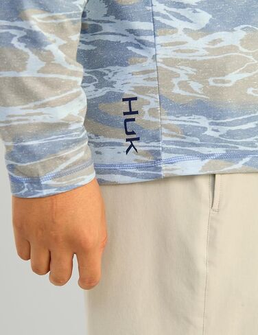 Huk Mens Leeward KC Scott Pattern Performance قميص طاقم الصيد ، ميناء هادئ in Saudi Arabia