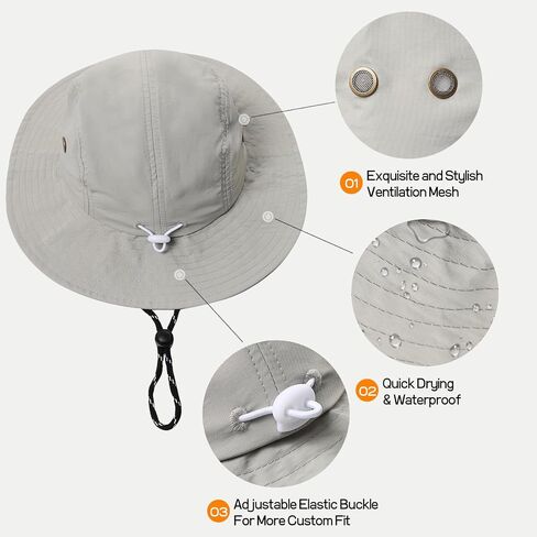 Kids Waterproof Bucket Hat UPF 50+ Quick-Drying Sun Hat Toddler Wide Brim Summer Beach Hats for Boys Girls Children 2-8 Years in Saudi Arabia