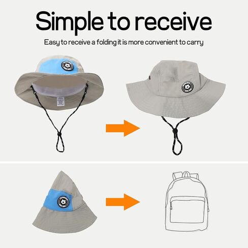 Kids Waterproof Bucket Hat UPF 50+ Quick-Drying Sun Hat Toddler Wide Brim Summer Beach Hats for Boys Girls Children 2-8 Years in Saudi Arabia