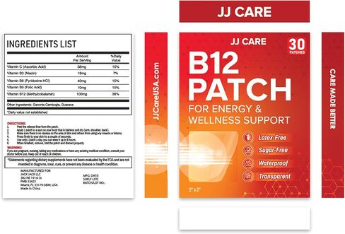 تصحيح JJ Care B12 (حزمة من 30) ، مزيج طبيعية من ذاتيا ، تصحيحات الطاقة اليومية B12 ، إمدادات شهر واحد in Kuwait