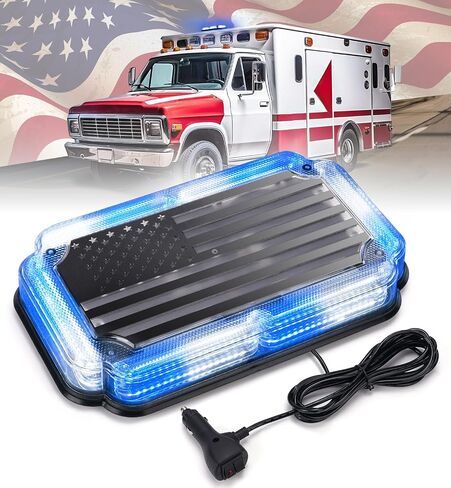 Xprite 300% Bright 108 LED Roof Top Strobe Light, US Flag Pattern Emergency Safety Warning Mini LED Strobe Lightbar w/Magnetic Base for 12-24V Construction Vehicles, Trucks, Snow Plows, Amber in Saudi Arabia