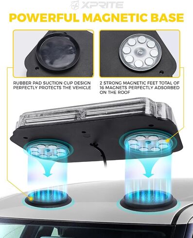 Xprite 300% Bright 108 LED Roof Top Strobe Light, US Flag Pattern Emergency Safety Warning Mini LED Strobe Lightbar w/Magnetic Base for 12-24V Construction Vehicles, Trucks, Snow Plows, Amber in Saudi Arabia
