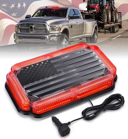 Xprite 300% Bright 108 LED Roof Top Strobe Light, US Flag Pattern Emergency Safety Warning Mini LED Strobe Lightbar w/Magnetic Base for 12-24V Construction Vehicles, Trucks, Snow Plows, Amber in Saudi Arabia