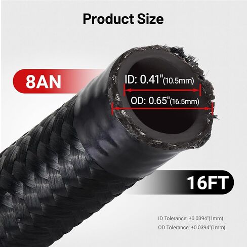 EVIL ENERGY 8AN Fuel Line Kit, 8AN Hose Nylon Stainless Steel Braided Fuel Line Fitting Kit CPE 16FT in Saudi Arabia