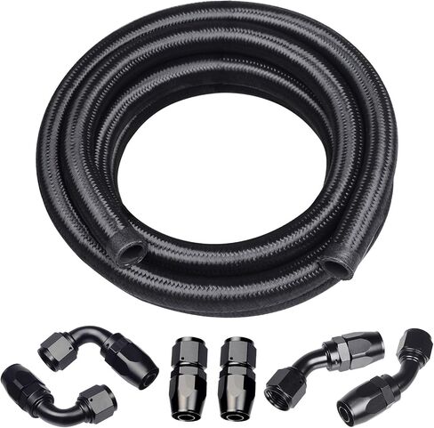 طقم خط الوقود 4AN ، AN4 مضفر نايلون خرطوم الوقود CPE 10ft أسود in Kuwait