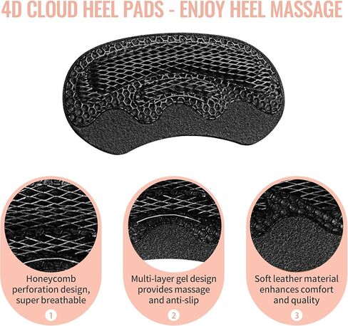 4D Cloud Heel Pads for Shoes Too Big, Ultra Comfort Heel Grips Inserts for Women Men, Heel Cushion Liners for Loose Shoes, Heel Protectors for Blister Prevention, Pain Relief (Black, 2 Pairs) in Kuwait