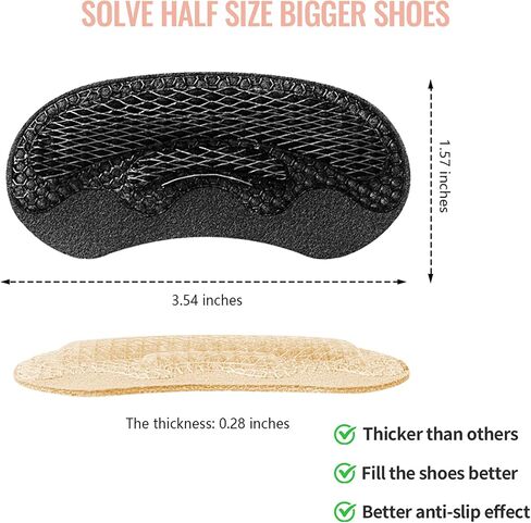 4D Cloud Heel Pads for Shoes Too Big, Ultra Comfort Heel Grips Inserts for Women Men, Heel Cushion Liners for Loose Shoes, Heel Protectors for Blister Prevention, Pain Relief (Black, 2 Pairs) in Kuwait