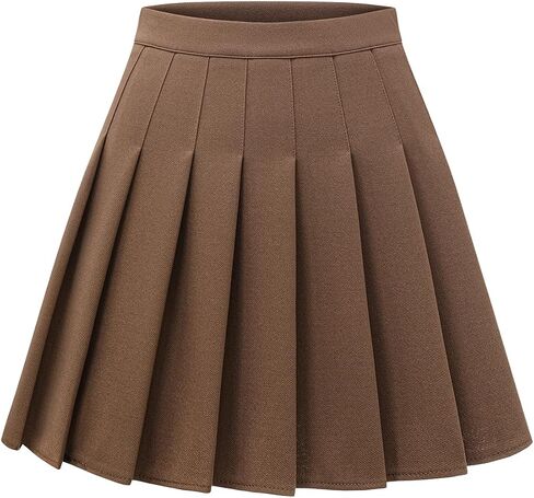Shestellar Women Pleated Mini Skirt, High Waisted A-Line Skirt with Elastic Waist for Casual Wear in Kuwait