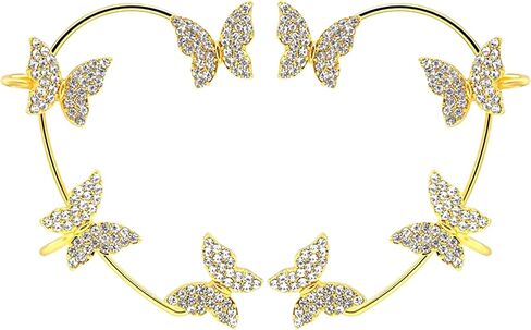 Zircon Butterfly Ear Cuff أقراط للنساء لا يوجد مقطع أذن خارق حول أقراط الأذن المزيفة in Kuwait