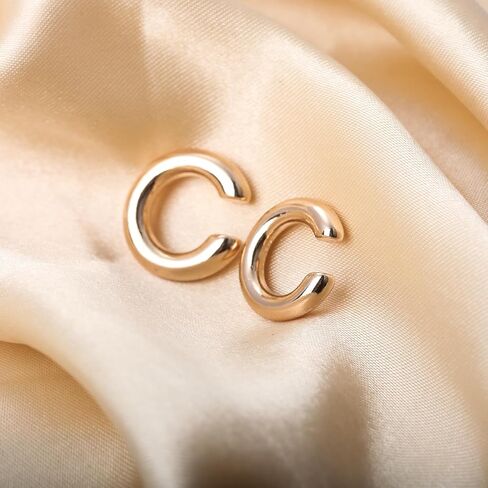 Minimalist Huggie Ear Cuffs Earrings Non Piercing - Clip on Cartilage Wrap Tubular Open Hoop Fake Earrings - Dainty Statement Earring Pair Trendy Jewelry Gift for Women Men in Saudi Arabia