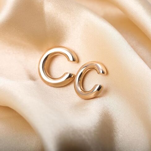 Minimalist Huggie Ear Cuffs Earrings Non Piercing - Clip on Cartilage Wrap Tubular Open Hoop Fake Earrings - Dainty Statement Earring Pair Trendy Jewelry Gift for Women Men in Kuwait