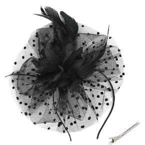 CAVETEE Fascinators Hat for Women Tea Party, Black Fascinators Flower Feathers Headband for Women