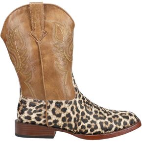 ROPER Kids Girls Glitter Leopard Square Toe Casual Boots Mid Calf - Brown