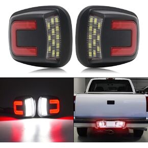 LED License Plate Tag Light Replacement for C/K Series 1500 2500 3500 Pickup 1988-2000, Tahoe Yukon Suburban Blazer S10 Sonoma S15, Rear Bumper Number Liftgate White + Red Lamp