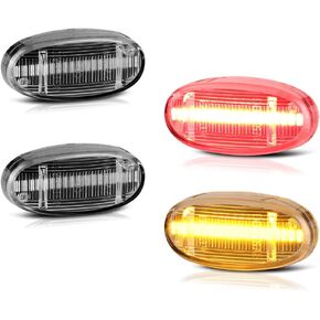 [4-Pieces] For 2011-2022 Ford F350 F450 Super Duty Pickup Red + Amber LED Strip Rear Fender Light Side Marker Lamp Replacement, Driver & Passenger Side