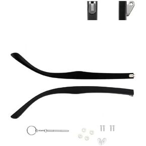 1 Pair Black Glasses Arms Replacement Eyeglass Legs Accessories with Screws Washers Screwdrivers Nose Pads (6mm)