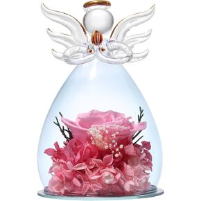 Angel Figurine with Preserved Purple Rose Gift for Grandma Mom Her Friends on Mother's Day Valentine's Day Christmas Anniversary Birthday