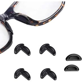 Adhesive Eyeglass Nose Pads, 5 Pairs Anti Slip Soft Silicone Air Cushion Nosepads,Anti Slip D Shape Stick on Nose Pads for Glasses,Eyeglasses,Sunglasses (Black)