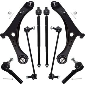 8pc طقم الطرف الأمامي من أجل 08-20 DO-DGE GRAND CARAVAN ، 08-16 CH-RYRSLER TOWN & COUNTRY ، 2 ذراع التحكم السفلي ث/مفصل الكرة 2 رابط شريط 4 خارجي الداخلية.