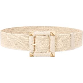 VONMELLI Straw Woven Elastic Belt Boho Braided Belts for Women Bohemian Belt for Summer Dress