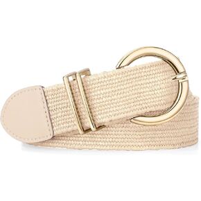 XZQTIVE Women Straw Woven Summer Belt for Dress Ladies Stretchy Elastic Raffia Rattan Boho Belt Fashion Waist Belts