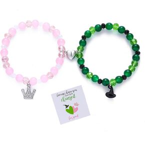 6PCS Wicked Friendship Bracelets Set, Changed for Good, Green Pink Jewelry Gifts for Wicked Party Favors