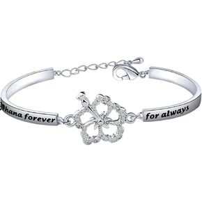 BAUNA Bracelets Family Member Gift Forever For Always Hibiscus Flower Charm Hawaiian Jewelry for Best Friend BBF