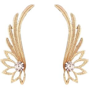 Angel Wings Ear Cuff Earrings Dainty Angel Wings Wings Crawler Climber Cuff Earrings Elf Rhinestone Ears Wrapped Cuff Earrings for Women