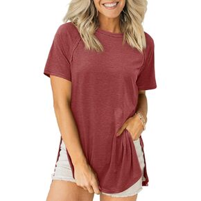 جرس CICY WOMENS قصيرة الأكمام قمم سترة الصيف طاقم الرقبة جانب القمصان trash