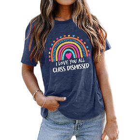 Teacher Shirt for Women Last Day of School T-Shirt Teacher Life Graphic Tee Tops Teachers Gift T-Shirt Blouse