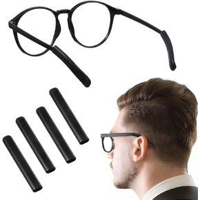 4 PCS نظارات السيليكون وسادة الأذن غير الانزلاق ، مقبلة نظارات القبضة نصيحة معبد الأكمام ، وسادة لنظارات القبضة خلف الأذن لمنقم نظارات (أسود)
