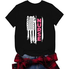 American Flag Heart Shirt Women 4th of July T Shirts Fourth of July USA Patriotic Memorial Day Gift Top