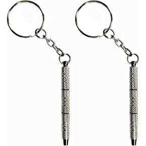 eyeglass إصلاح مفكلة مجموعة مفاتيح المفاتيح 2pcs 3 في 1 مفك البراغي الدقة المصغرة الملونة مع keychain-eyeglass ، والحماس الشمسي ، والمجوهرات ، والالكترونيات ، وإصلاح الألعاب (الفضة الكاملة)