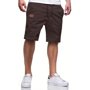 HUNGSON Mens Casual Shorts - Cotton Drawstring Summer Beach Stretch Twill Chino Golf Shorts