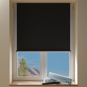 Sumobaby Blackout Curtains Portable Roll-Up,No Drill Blackout Roller Shades with Heat-Resistance Magic Tapes,100% Black out Window Cover,Thermal Insulated Blinds for Windows(W30" X L72",1 Panel,Black)